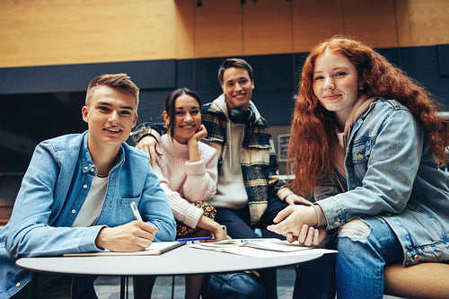 Students doing group studies in high school