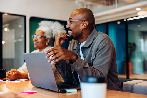 Team discussion with positive energy