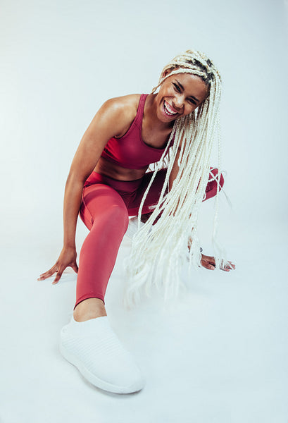 Portrait of fit woman having fun during workout
