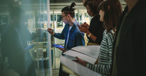 Students during educational workshop