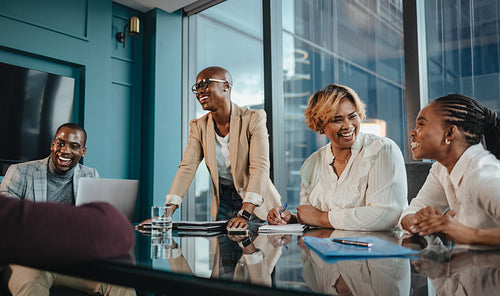 Professional coworkers having a successful business meeting in the office