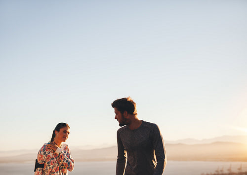 Couple of runners taking a rest after running training