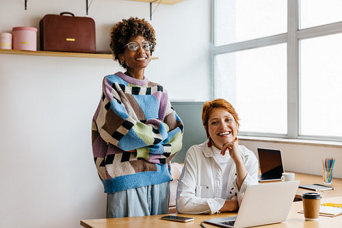Diverse colleagues collaborating in a modern co-working space