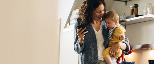 Woman on maternity leave spending time with her baby