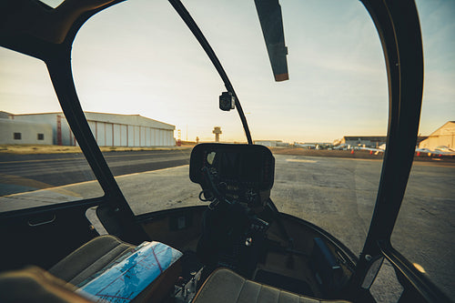 Helicopter cockpit with instrument panel