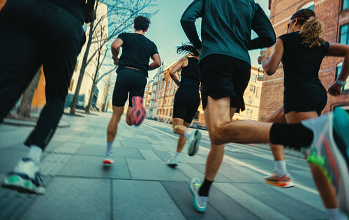 Urban running with a group creates a social workout on the city street