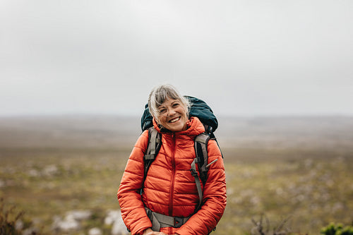 Portrait of a smiling female hiker