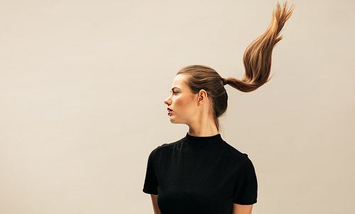 Pretty young woman with long hair