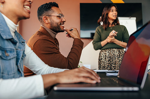 Group of diverse businesspeople having a meeting in a boardroom