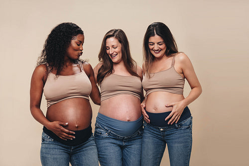 Multicultural group of pregnant women in the third trimester