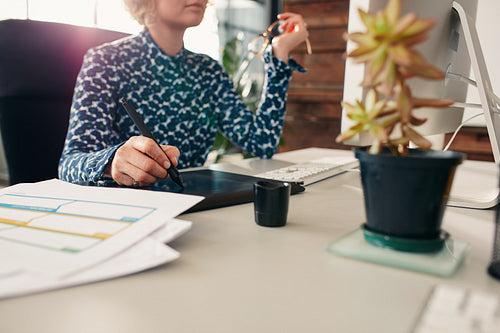 Hand of female graphic designer