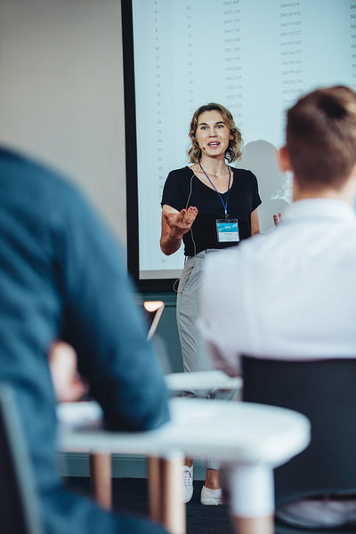 Entrepreneur delivering an informative presentation
