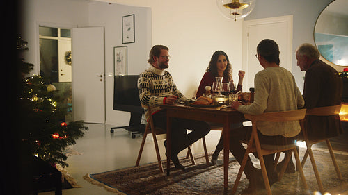 Lively conversations at christmas dinner