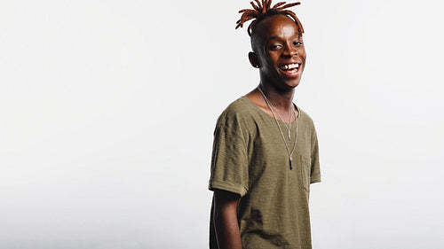 Portrait of smiling african man with dreadlocks