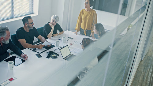 Business team celebrating success with an applause