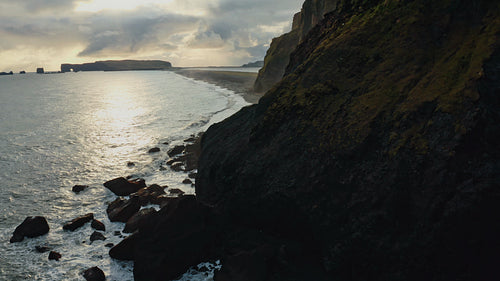 Black sand beach near vik town in Iceland