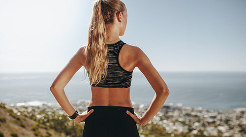 Trail runner resting after training