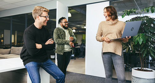 Business professionals engaged in collaborative brainstorming meeting
