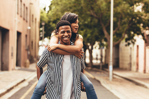 Couple enjoying themselves outdoors