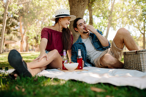 Couple on a picnic at park