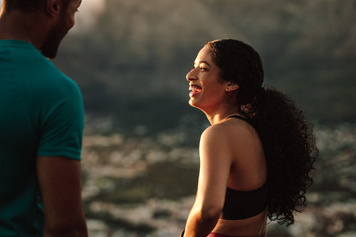 Fitness couple standing outdoors