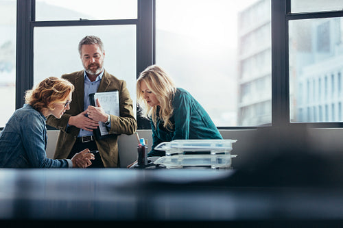 Business people discussing about project