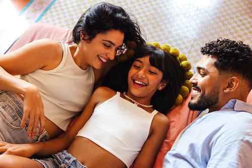 Loving family spending quality time together and sharing happy moments indoors