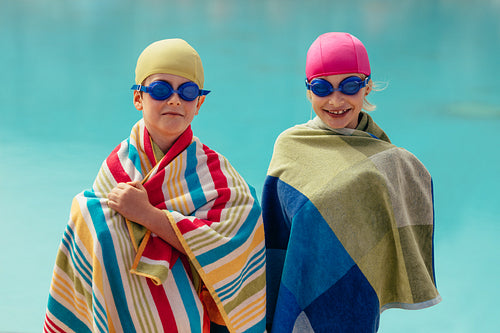 Kids after swimming lessons