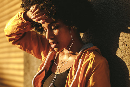 Woman resting after intense workout