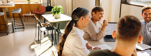 Business team smiling during a meeting
