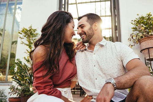 Tourist couple in love