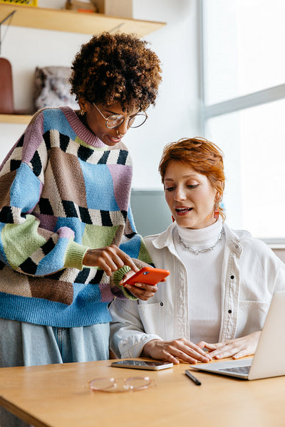 Colleagues collaborating in a modern co-working space