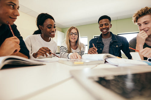 Group of multiracial people studying together