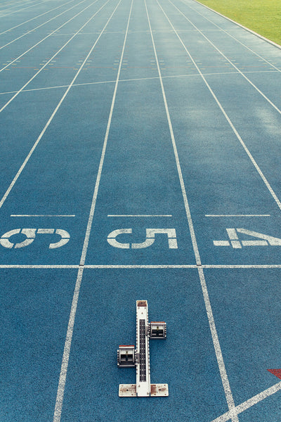 Starting block on a running track