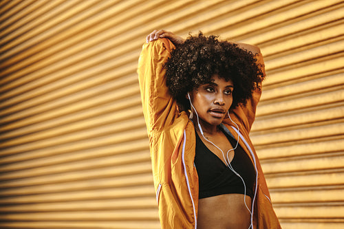 Runner stretching after a run