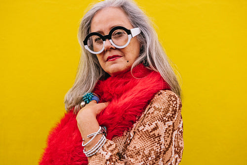 Stylish senior woman looking at the camera