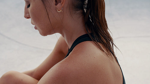 Fitness woman taking a breather