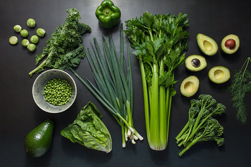 Green vegetables on table
