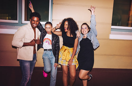 Enjoying a vibrant friends night out