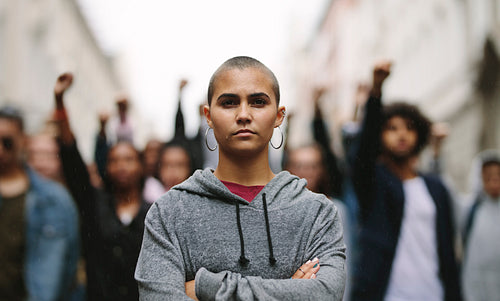 Activists demonstrating in the city