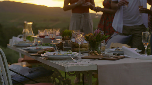 Friends at party in yard