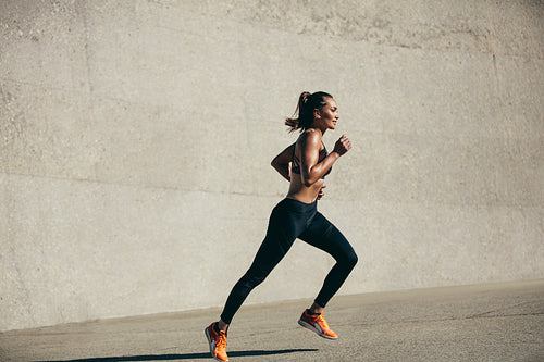 Healthy young woman on morning run