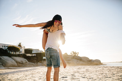 Couple having fun on the beach