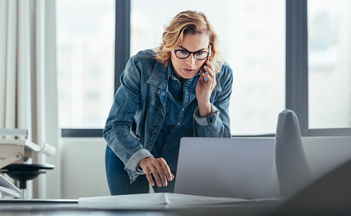 Businesswoman talking on cellphone