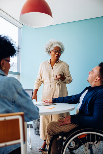 Senior business leader engaging colleagues