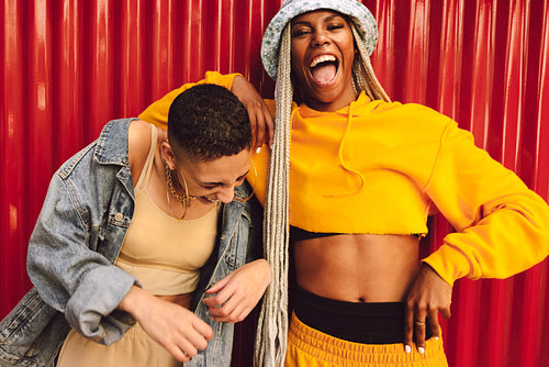 Young women having a good time together