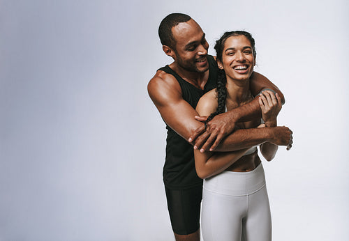 Couple relaxing after workout