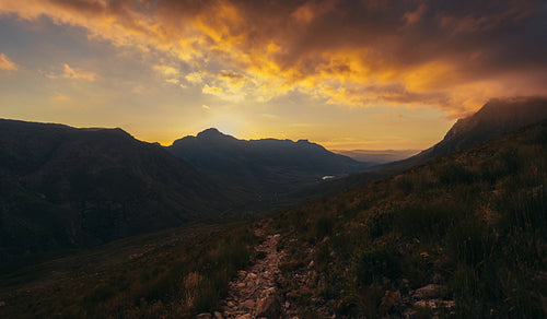 Sunset in Jonkershoek nature reserve