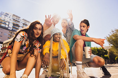 Vibrant young people having fun outdoors