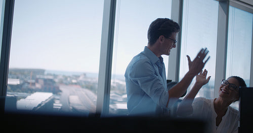 Happy business team in office